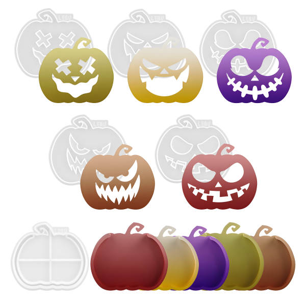 5 Halloween Pumpkin Emoji Lamp Molds - Image 6